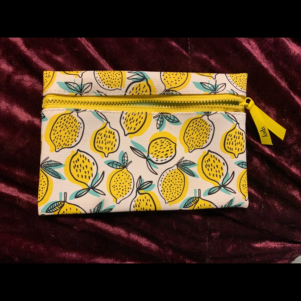 Yellow lemon make up bag